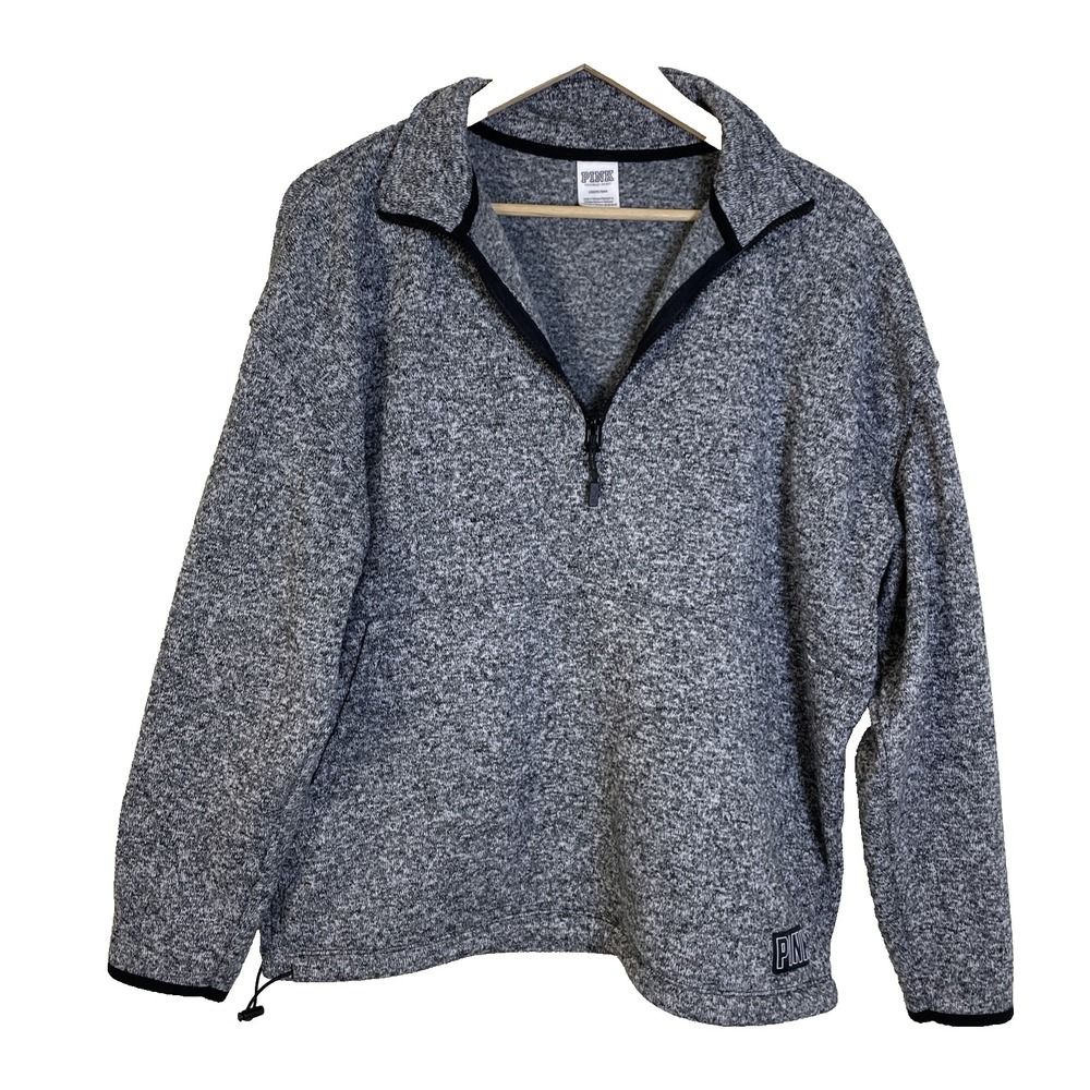 Victoria's Secret Pink Women's Pullover Knit Sweater Size L Heather‎ Gray Fleece
